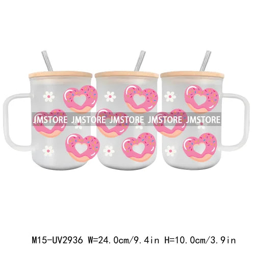 Valentine's Day Hearts UV DTF Sticker For 15OZ Mug Libbey Glass Cup Can Wrap Transfer Stickers Custom Labels DIY Logo Love Pink