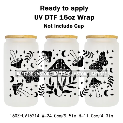 Floral Coquette Bow Strawberry Lemon Bookish UV DTF Wraps Transfer Sticker Waterproof Logo For 16OZ Libbey Glass Can Tumbler