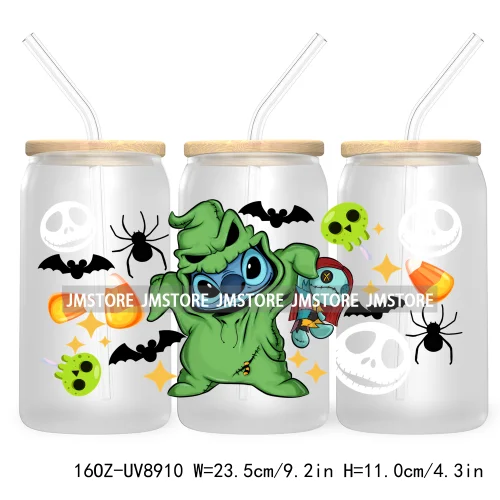 Fall Halloween Cartoon Friends 16OZ UV DTF Cup Wrap Transfer Stickers Custom Labels Durable Waterproof Logo For Libbey Glass Can