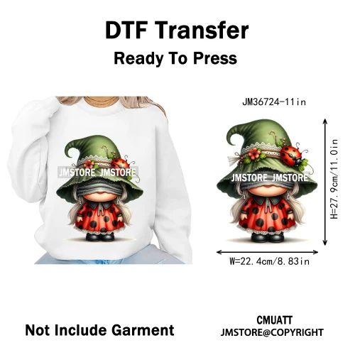 Spooky Scary Witch Girly Animal Flower Strawberry Gnomes Iron on DTF Washable Transfers Stickers Ready to Press for Hoodies Bags