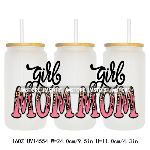 Howdy Western Mama Cowhide UV DTF Wraps Transfer Sticker Selfadhesive Waterproof High Quality For 16OZ Libbey Glass Can Tumbler
