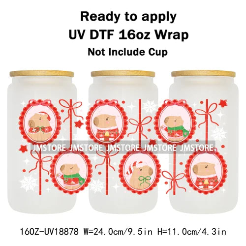 Tis The Season Mexican Christmas 16OZ UV DTF Cup Wraps Ready To Apply Waterproof Transfer Stickers For Libbey Glass Can Tumbler