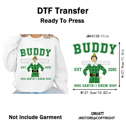 Funny Christmas Movie Quotes Cartoon Characters Santa Iron on Washable DTF Heat Transfer Stickers Ready to Press for Sweatshirts