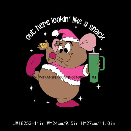 Funny Mouse Princess Christmas Designs Looking Like A Snack Gus Christmas Heat Transfer Stickers Ready To Press For Clothes Bags