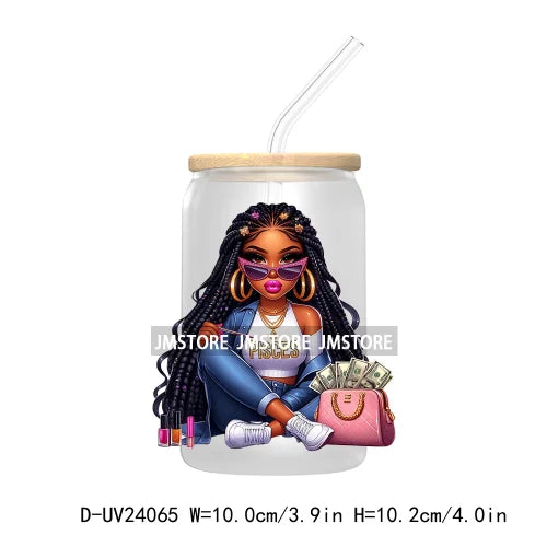 Black Girl Zodiac UV DTF Transfers Stickers Decals For Libbey Cold Cups Mugs Tumbler Waterproof Hip Hop African American Woman