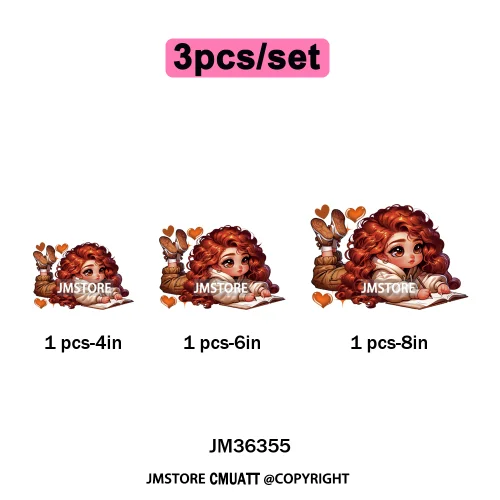 Fashion School Princess Cartoon Girls Learning Love Designs Iron on DTF Thermal Transfers Stickers Ready to Press for Clothing