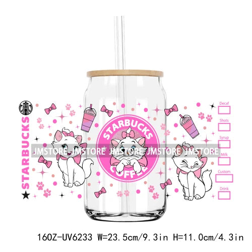 Cute Cartoon Characters UV DTF Sticker For 16OZ Libbey Glass Cup Can Wrap Transfer Stickers Custom Labels DIY Logo Magic World