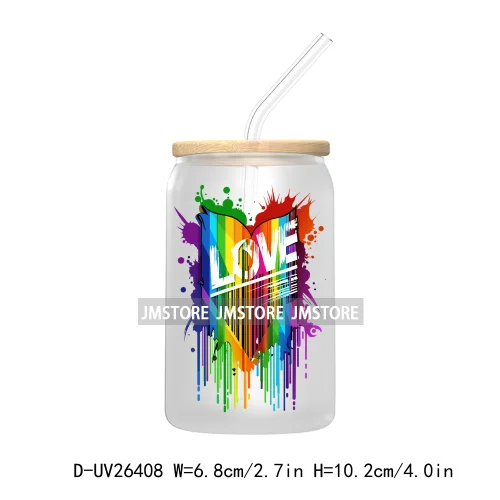 Pride Love Rainbow Heart UV DTF Transfer Stickers Decals For Libbey Cold Cups Mugs Durable Waterproof Custom Logo Label Best Gay