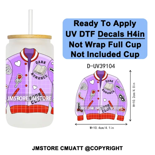 Bookish Positive Quotes Self Care UV DTF Transfer Stickers Decals Ready To Apply Waterproof For 16OZ Libbey Glass Can Tumbler