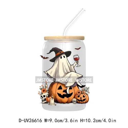 Cute Ghost Spooky Halloween UV DTF Transfer Stickers Decals For Libbey Cold Cups Mugs Tumbler Waterproof DIY Custom Logo Labels