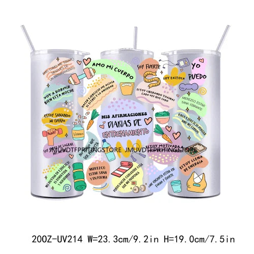 Self Love Motivational Quotes 20OZ UV DTF Tumbler Straight Wrap Transfers Stickers Custom Labels DIY Durable Waterproof Logo