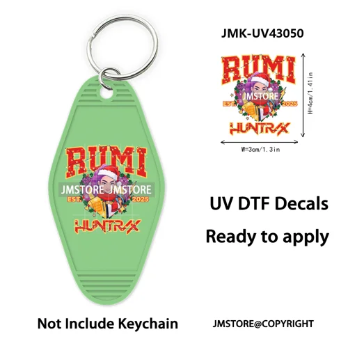 Christmas Kpop Team Demon Hunters Movie UV DTF Keychain Decals Ready To Apply Waterproof Durable Wraps For Hotel Motel Keychain