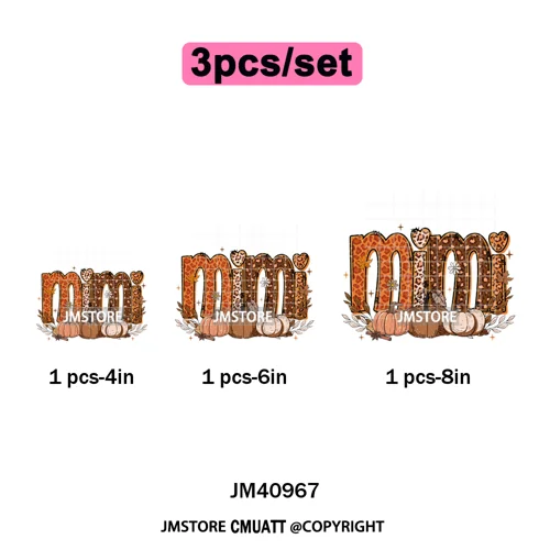 Coquette Preppy Fall Leopard Mama Floral Amen Autumn Pumpkin Season Iron on DTF Transfers Stickers Ready to Press for Textile