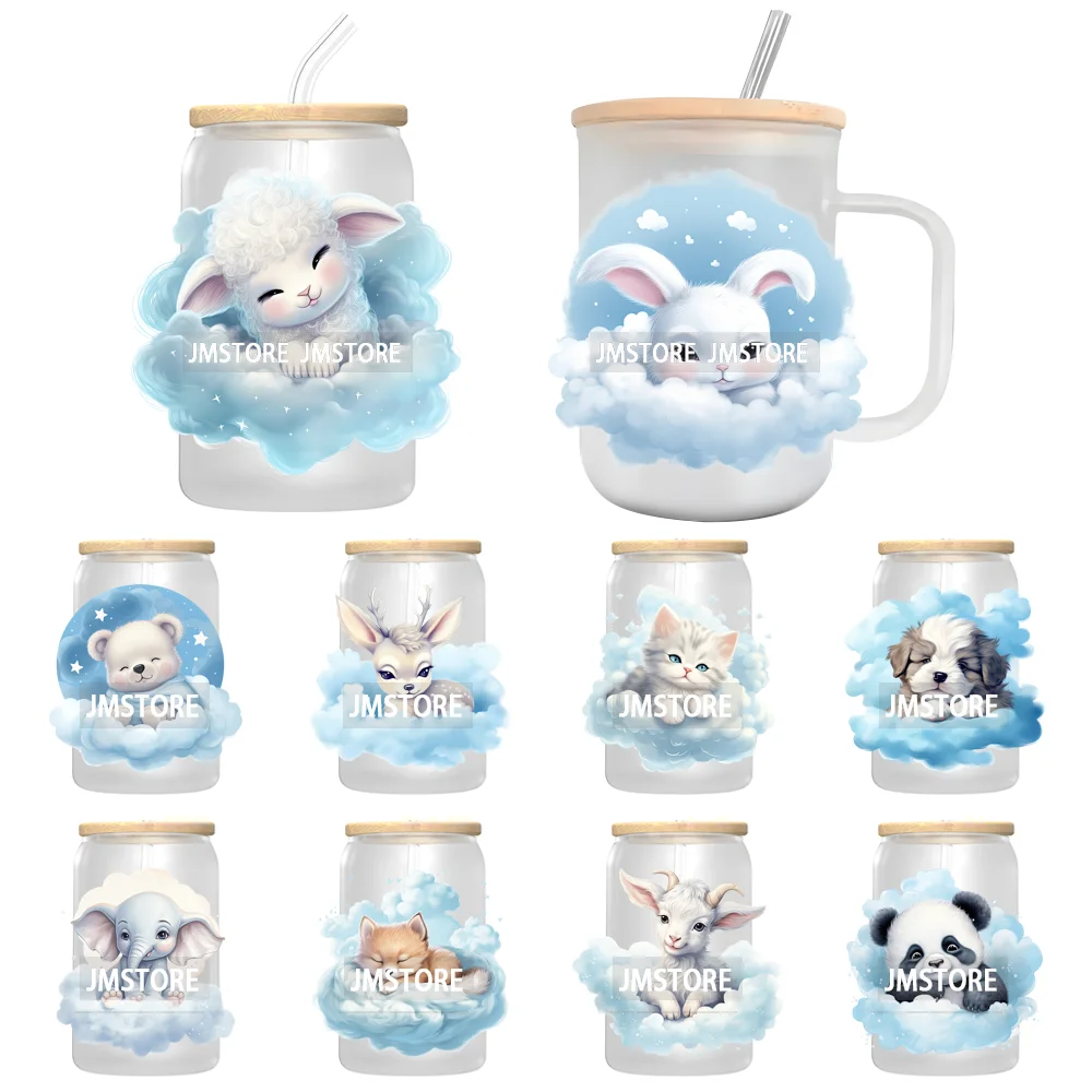 Dreamy Sleeping Baby Animals UV Sticker Decals For Libbey Cold Cups Mugs Tumbler Transfer Stickers Waterproof Top Quality Prints