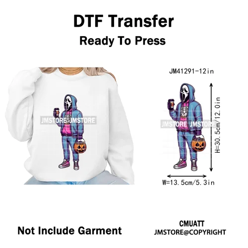 Spooky Halloween Scary Ghost Pumpkin Mama Kids Family Love Iron on Washable DTF Transfers Stickers Ready to Press for Textile