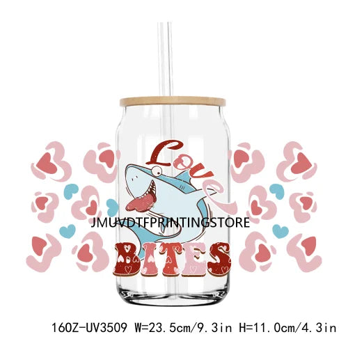 Valentine's Day Skull Skeletion Flower UV DTF Sticker For 16OZ Libbey Glass Cup Can Wrap Transfer Sticker Custom Labels DIY Logo