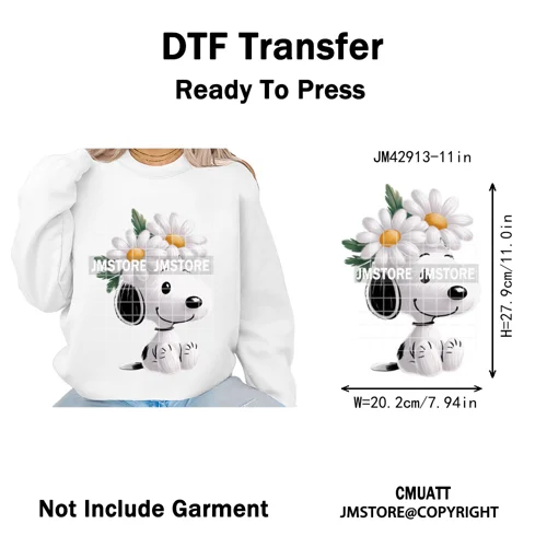 Scarf Christmas Cartoon Movie Mouse Friends Faux Yarn Embroidery Iron on DTF Transfers Stickers Ready to Press for Sweatshirts