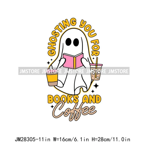 Howdy Halloween Spooky Book Lover Club Boo Jee Designs Ghosting You For Books Coffee Iron On DTF Transfers Stickers For Hoodies