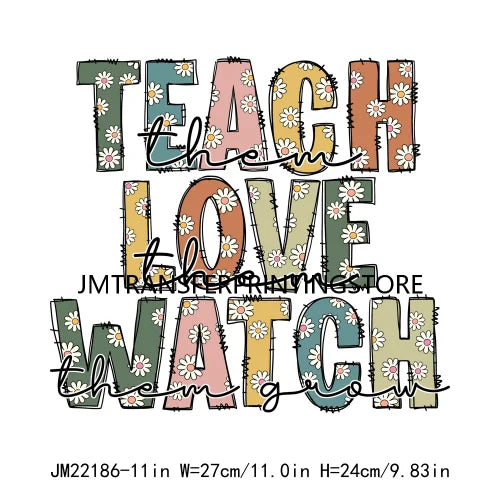 In My Teacher Era Teach Love Watch Logos Teacher Word Teaching Fills My Heart Teacher's Day DTF Transfer Stickers For Hoodies