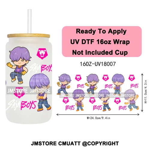 Tiger Demon Hunters Kpop Soda Boys Girl Dinner 16OZ UV DTF Cup Wraps Ready To Apply Transfer Stickers For Libbey Glass Can Mugs