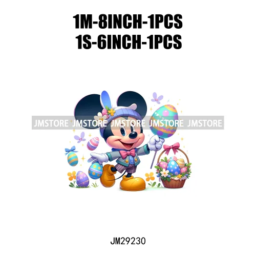 Cartoon Easter Mouse Egg Flowers Iron On DTF Transfers Stickers Ready To Press For Sweatshirt Bags