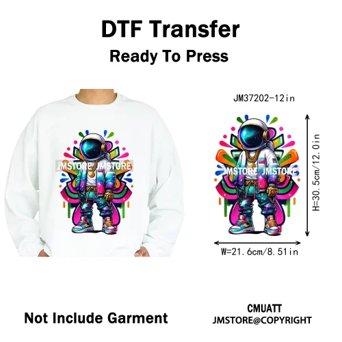 12in Street Snarl Savage Animal King Graffiti Urban Bear Bunny Cat Dog Iron on DTF Transfers Stickers Ready to Press for Clothes