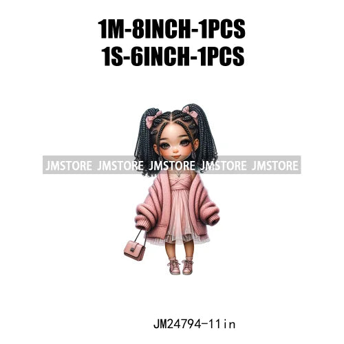 Washable Fashion Dreadlocks Cozy Casual School Chibi Girls Designs Iron On Heat Press DTF Transfer Stickers For Clothing Bags