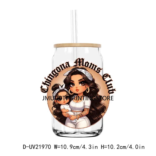 Chibi Latina Mom Sayings UV DTF Transfers Stickers Decals For Libbey Cold Cups Mugs Tumbler Waterproof DIY Craft Mexican Culture