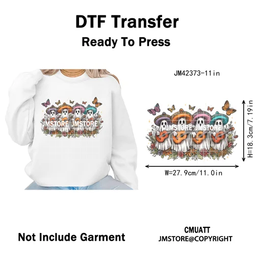 Coquette Halloween Spooky Espantan Latina Mexican Conchas Ghost Iron on DTF Washable Transfer Sticker Ready to Press for Hoodies