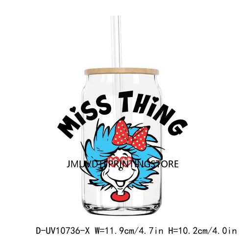 Dr Seuss Day Reading Books UV DTF Transfer Sticker Decals For Libbey Cold Cup Mugs Tumbler Teacher Life Love Waterproof DIY Logo