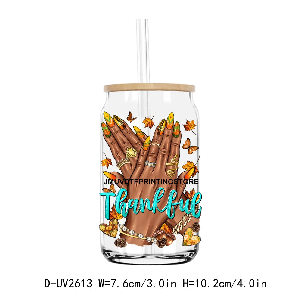 Just A Girl Who Love Fall Afro Black Girl UV DTF Transfer Stickers Decals For Libbey Cold Cups Mugs Tumbler Waterproof DIY Craft