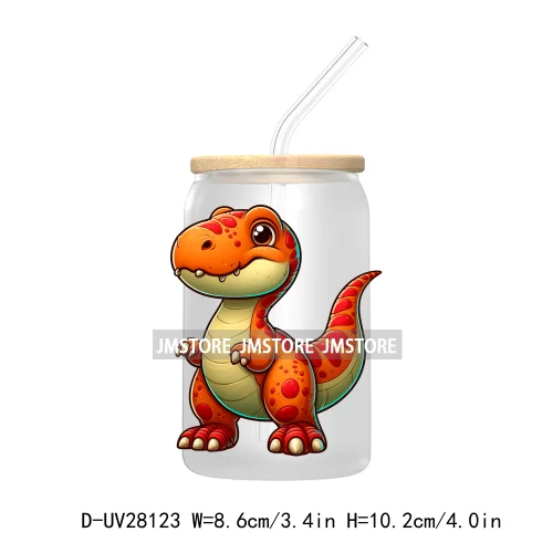 Cute Baby Dinosaur Kids Gift UV DTF Transfer Stickers Decals For Libbey Cold Cups Mugs Tumbler Waterproof Craft Cartoon Animals