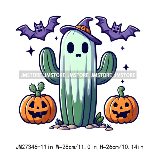 Cute Flower Ghost Bat Hey Boo Double Trouble Spooky Halloween Designs DTF Iron On Transfer Stickers Ready To Press For Clothing