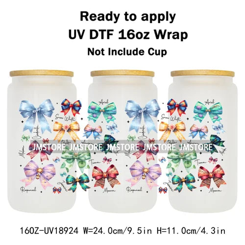 Bundle Princess Magical Mirror Bow UV DTF Stickers Ready To Apply Cup Wrap Durable Custom Prints DIY Craft For Libbey Can Glass
