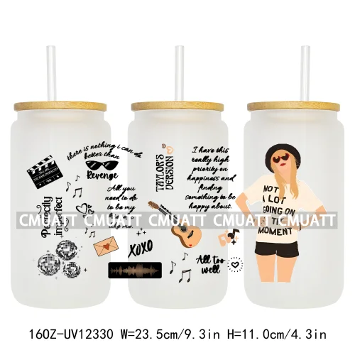 Cartoon Cute Kids Doll Girl Swiftie Love UV DTF 16OZ Stickers Glass Can Wrap For Libbey Cold Cups Mugs Waterproof DIY Craft