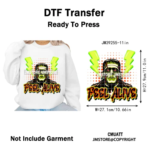 Trendy Margaritas Scary Movie Halloween Monsters Season Iron on DTF Washable Heat Transfers Stickers Ready to Press for Hoodies