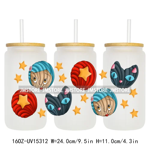 Trendy Cartoon Friends Coffee 16OZ UV DTF Cup Wraps Ready To Apply Waterproof Transfer Stickers For Libbey Glass Can Tumbler