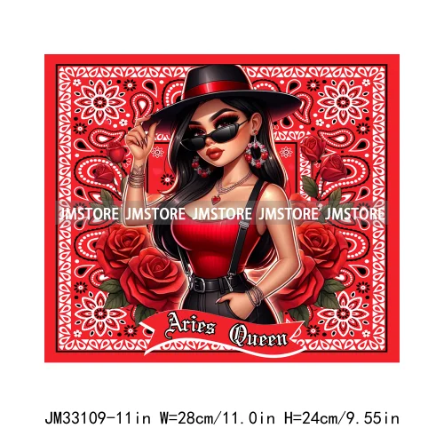 Colorful Zodiac Chicana Queen Flower Mexican Latina Birthday Girls Iron On DTF Transfer Stickers Ready To Press For Hoodies Bags