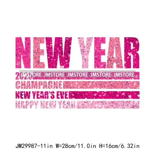 2025 Happy New Year Faux Glitter Holiday 12 New Chapters 365 New Chances Iron On DTF Transfer Sticker Ready To Press For Clothes