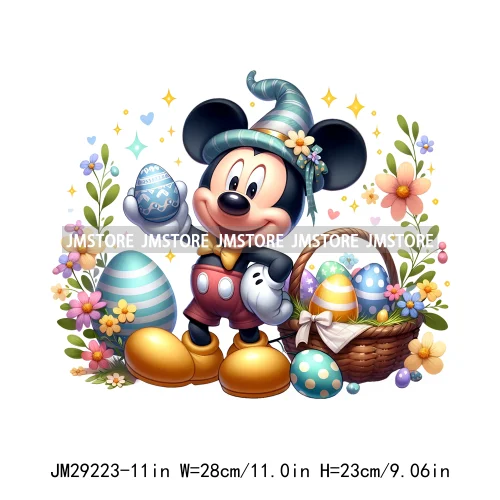 Cartoon Easter Mouse Egg Flowers Iron On DTF Transfers Stickers Ready To Press For Sweatshirt Bags