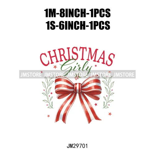 Christmas Girly Vibes Santa Winter Jesus Coquette Bow Tis The Season Iron On DTF Transfers Stickers Ready To Press For Clothes