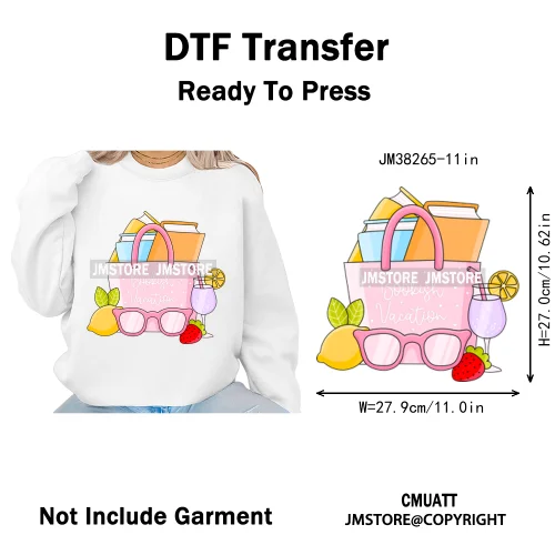 Funny Bookish Things Kindle Girlie TBR Read Books Lover Positive Quotes Iron on DTF Transfer Stickers Ready to Press for Textile