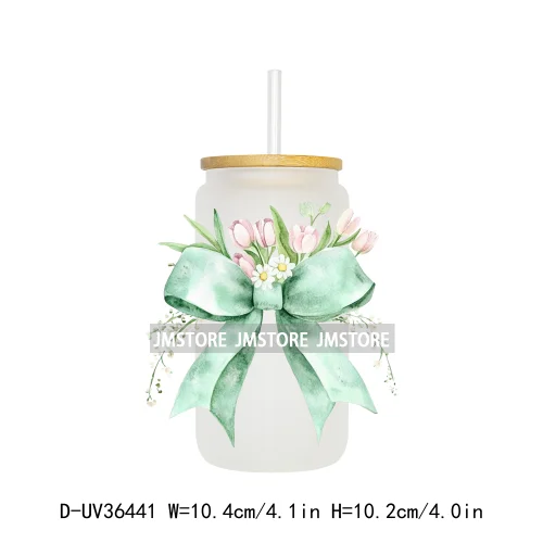 Colorful Bow Ribbon Bridal Birthday UV Sticker Decals For Libbey Cold Cups Mugs Tumbler Transfer Stickers Waterproof DIY Prints