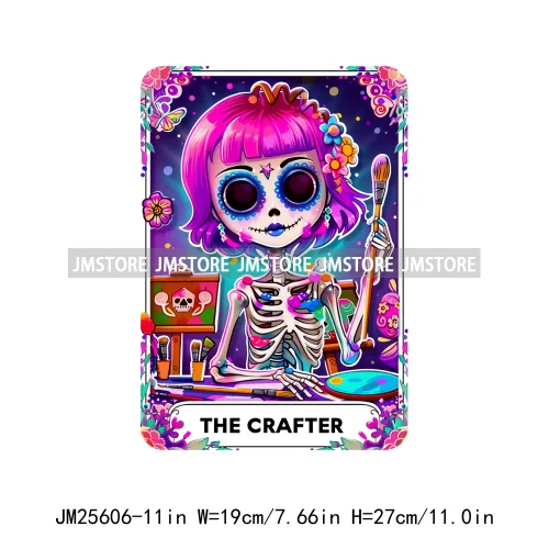 Diy Crafter Teacher Hot Express Audacity Not Enough Sage Mom Skull Tarot Card DTF Iron On Heat Press Transfers Stickers For Bags