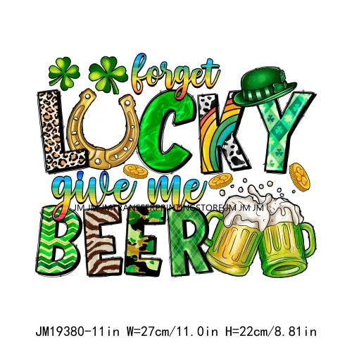 Cheers Lucky Beer Crush Shamrocks Dog Mom Dental Squad Howdy Lucky Irish Day St Patrick's DTF Transfer Stickers Decals For Shirt