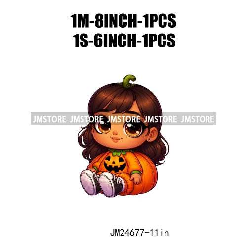 Funny Headband Hispanic Cute Latina Baby Girls Halloween Pumpkin Designs Iron On DTF Heat Press Transfer Stickers For Shirt Bags