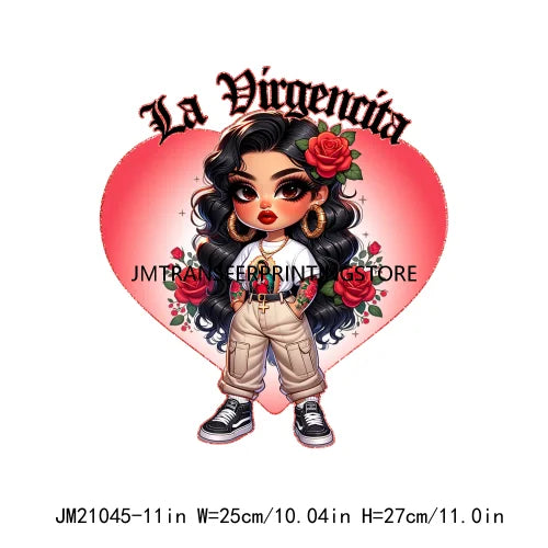 Chicana Religiosa Rose Gold Chola Chingona Bendecida Designs In My Coquette Era Homegirls DTF Transfer Stickers For Hoodies Bags