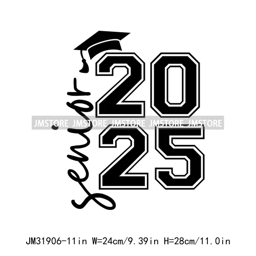 Happy University Graduate Senior Class Of 2025 Decals Iron On DTF Heat Transfer Stickers Ready To Press For Clothes Bags