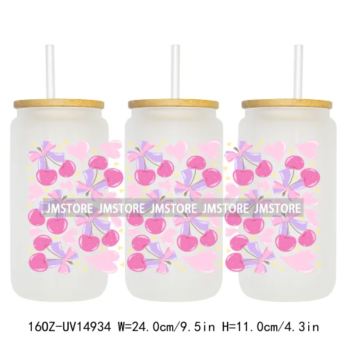 Butterfly Spring Flowers Coquette 16OZ UV DTF Cup Wraps Ready To Apply Waterproof Transfer Stickers For Libbey Glass Can Tumbler