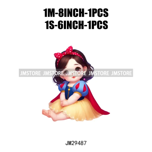 Cute Princess Cartoon Girls Baby Iron On DTF Transfers Stickers Printing Designs Ready To Press For Clothes Bags